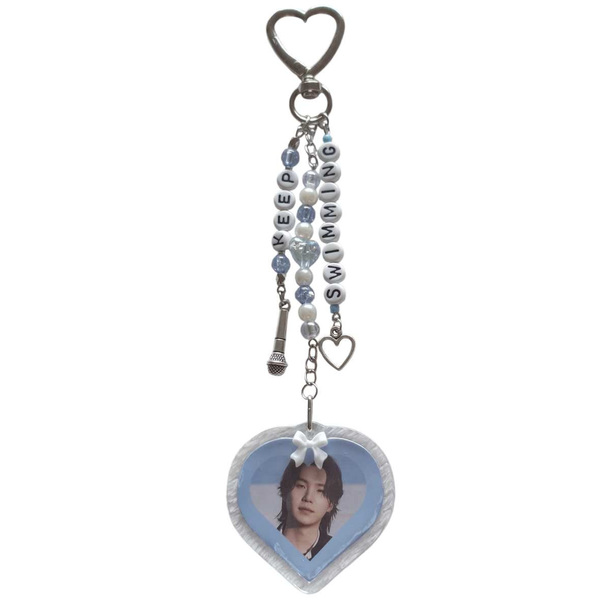 Llavero BTS Foto Individual Acrílico Corazón Keep Swimming | 17 cm