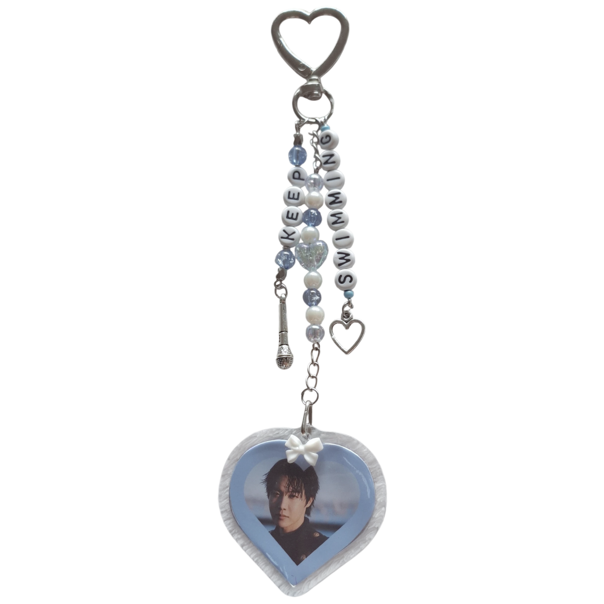 Llavero BTS Foto Individual Acrílico Corazón Keep Swimming | 17 cm