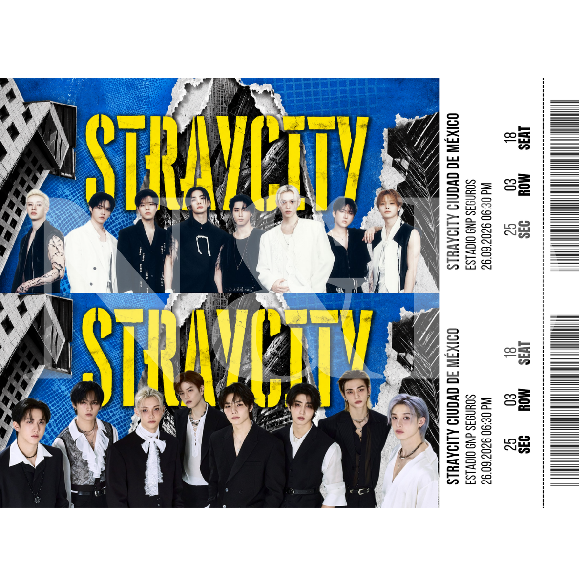 Boletos Fanmade Stray Kids Horizontal | Sencillos y Holográficos | 15x5.5 cm | Paquete 50 o 100 piezas