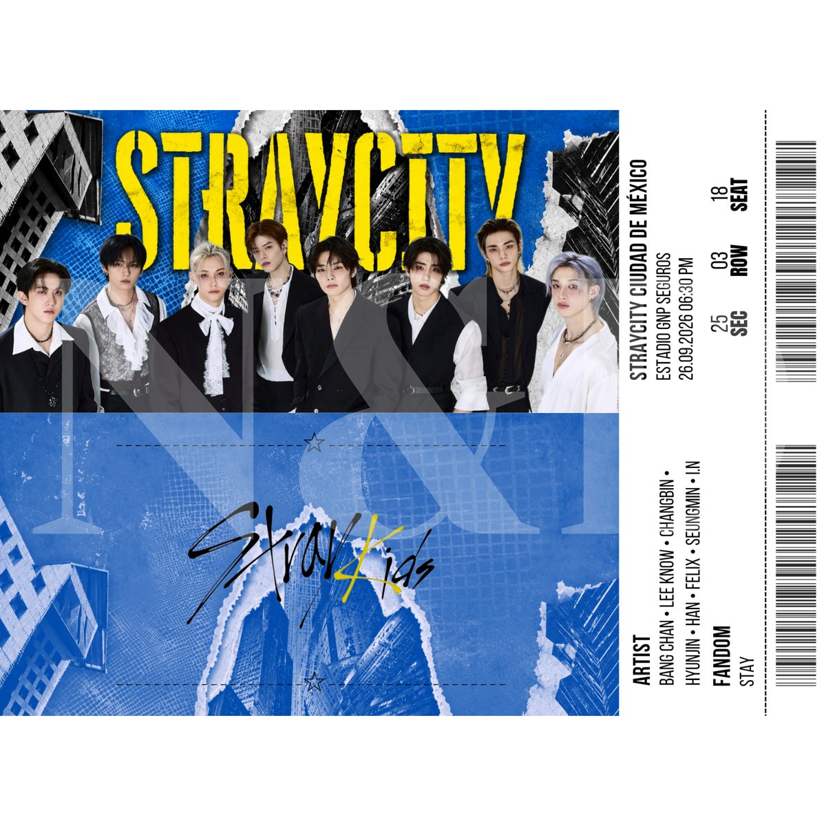Boletos Fanmade Stray Kids Horizontal | Sencillos y Holográficos | 15x5.5 cm | Paquete 50 o 100 piezas