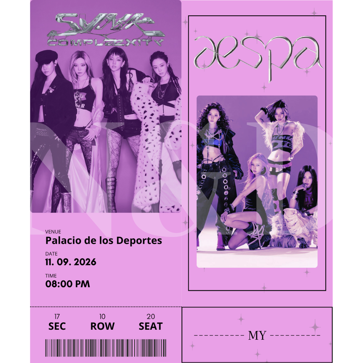 Boletos Fanmade aespa Vertical | Sencillos y Holográficos | 5x12 cm | Paquete 50 o 100 piezas