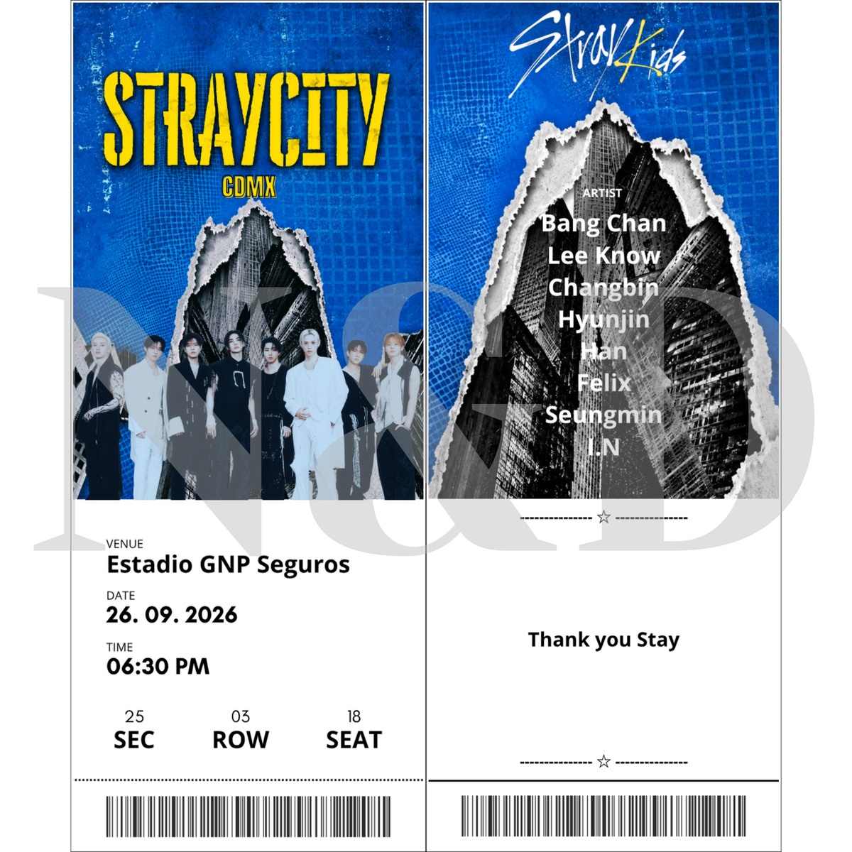 Boletos Fanmade Stray Kids Vertical | Sencillos y Holográficos | 5x12 cm | Paquete 50 o 100 piezas