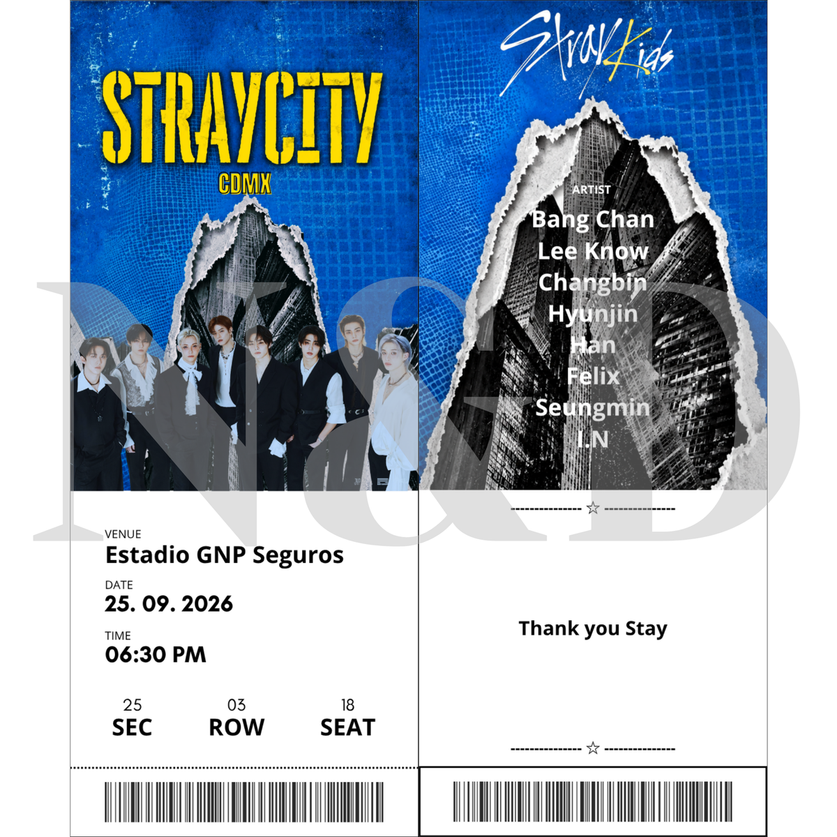 Boletos Fanmade Stray Kids Vertical | Sencillos y Holográficos | 5x12 cm | Paquete 50 o 100 piezas