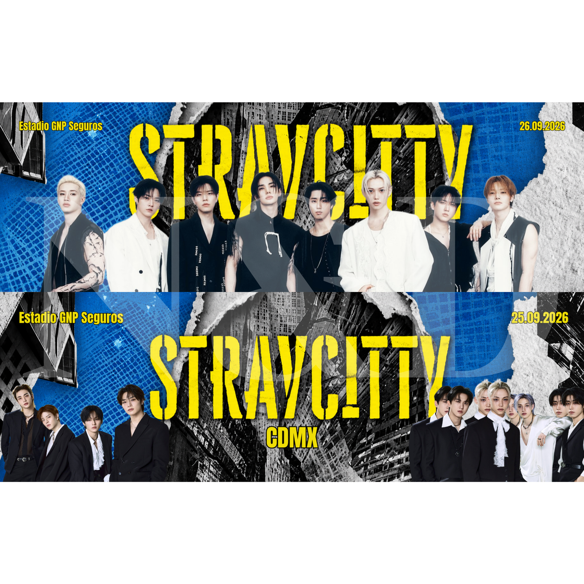Banner Fanmade Stray Kids | Sencillo y Holográfico | 20x6.5 cm | Paquete 50 o 100 piezas