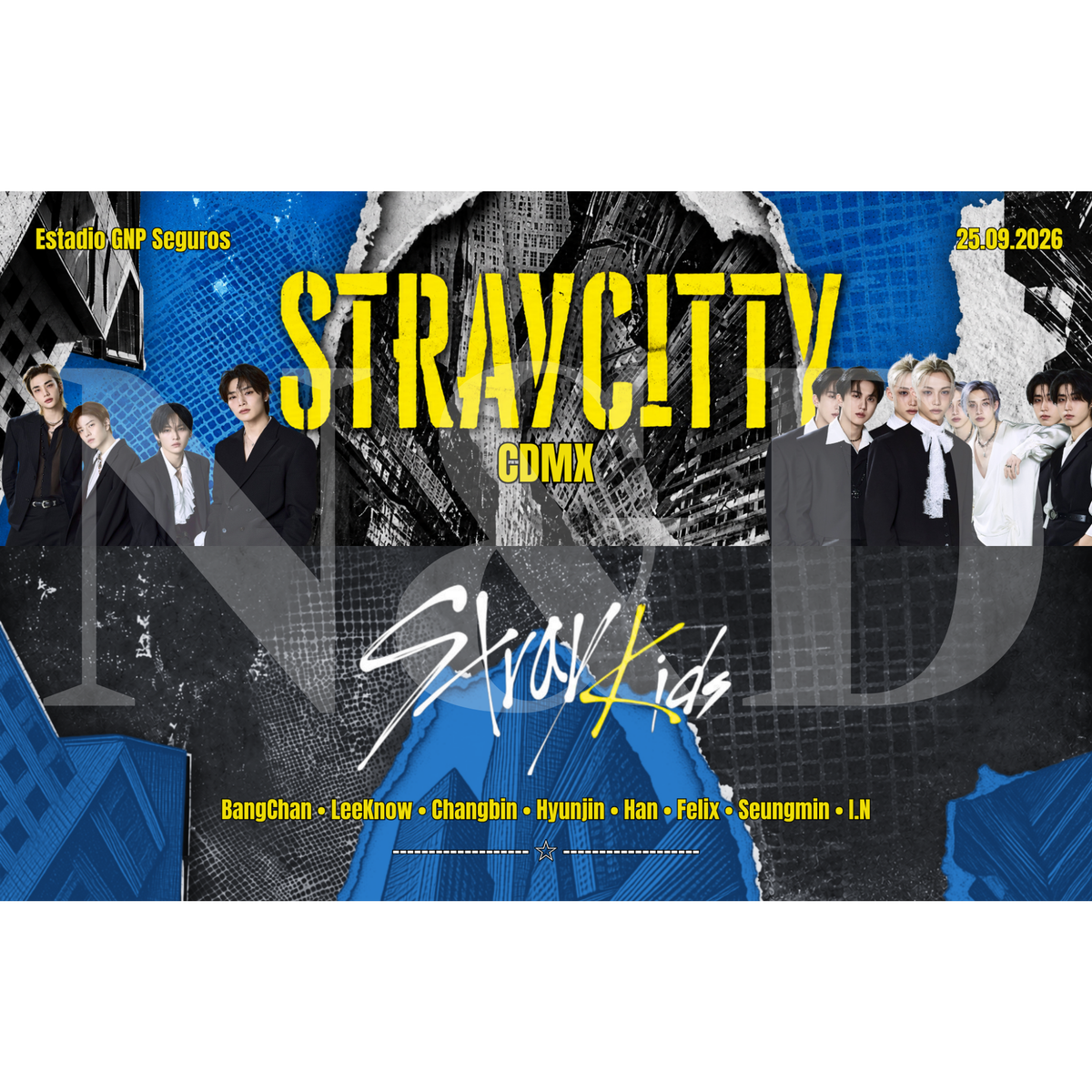 Banner Fanmade Stray Kids | Sencillo y Holográfico | 20x6.5 cm | Paquete 50 o 100 piezas
